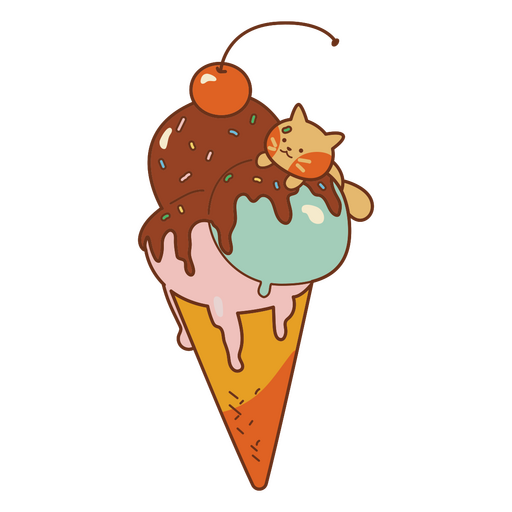 Cute ice cream cat  PNG Design