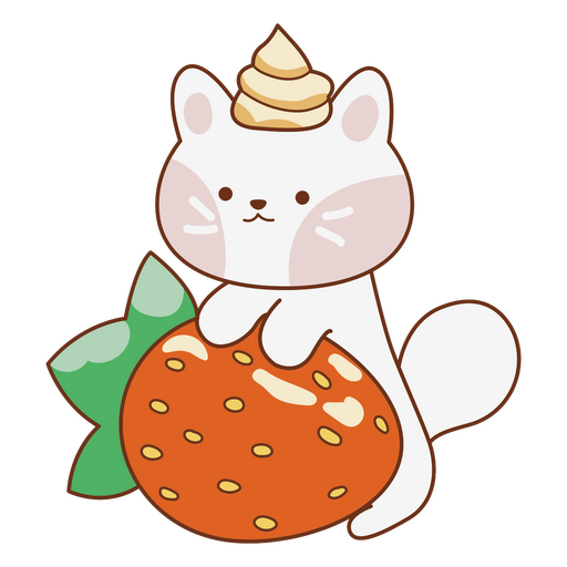 Cute strawberry cat PNG Design