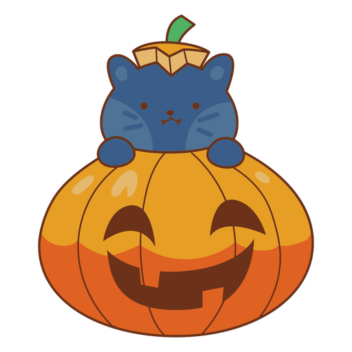 Cute pumpkin Halloween cat PNG Design