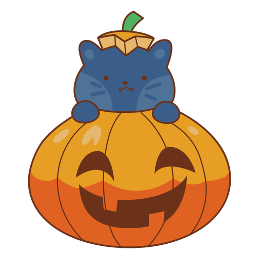 Lindo gato de Halloween de abóbora Desenho PNG