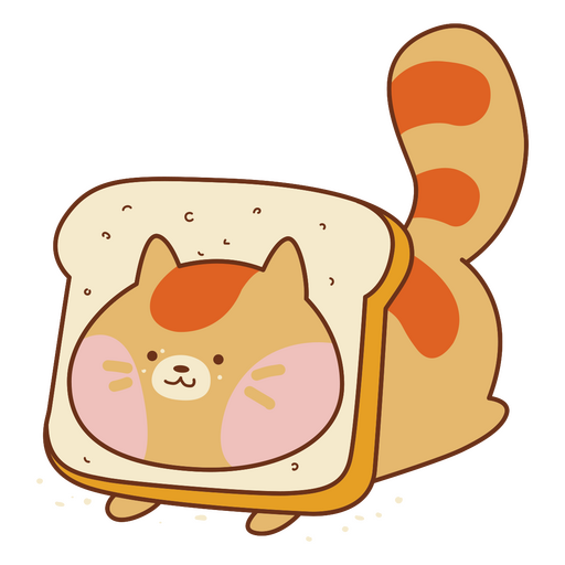 Cute toast cat PNG Design