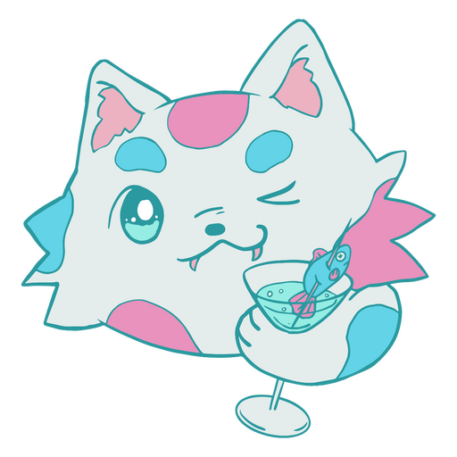 Gato de bebida fofo kawaii