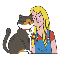 Blondes Mädchen und Katze PNG-Design