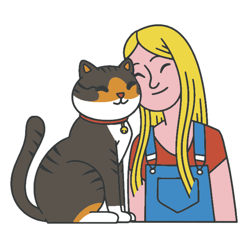 Blondes Mädchen und Katze PNG-Design