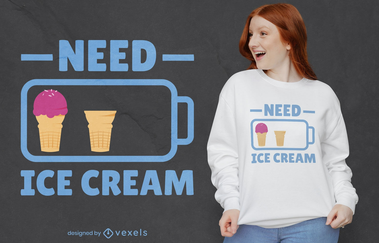 Necesito un diseño de camiseta de helado