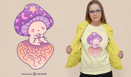 Design de t-shirt com costura cogumelo mágico
