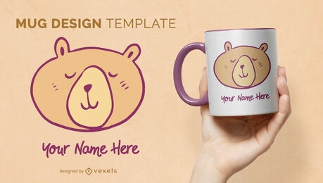 Diseño de taza de dibujos animados de animales oso feliz