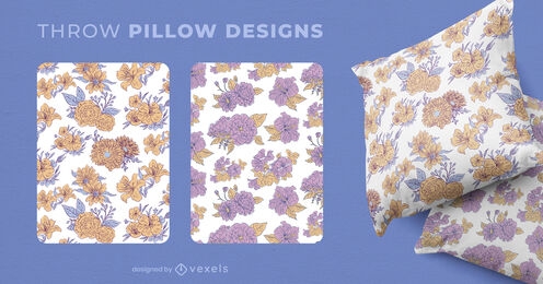 Flowers pattern throw pillow design