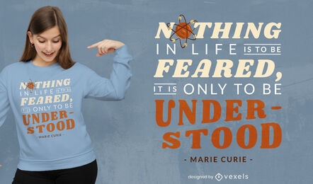 Diseño de camiseta con cita de Marie Curie