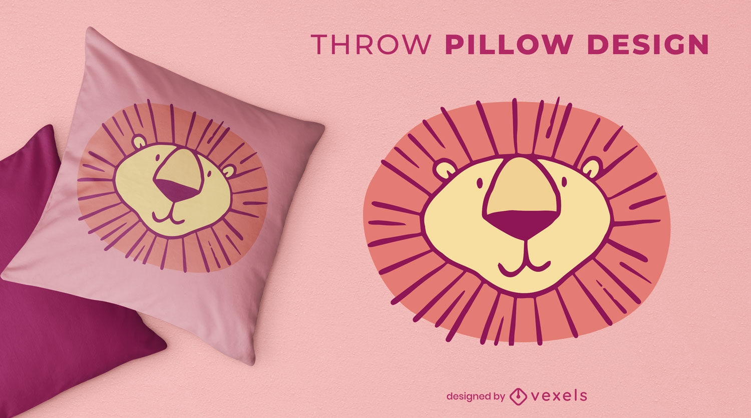 Cute lion head throw pillow design