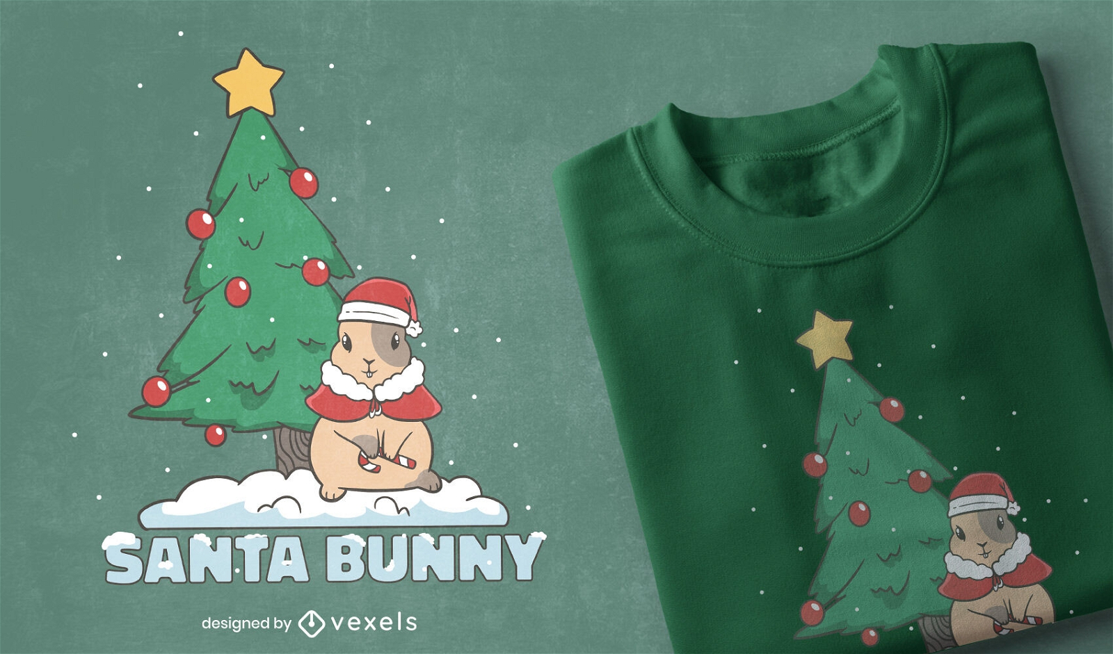Desenho de t-shirt do coelho do Pai Natal