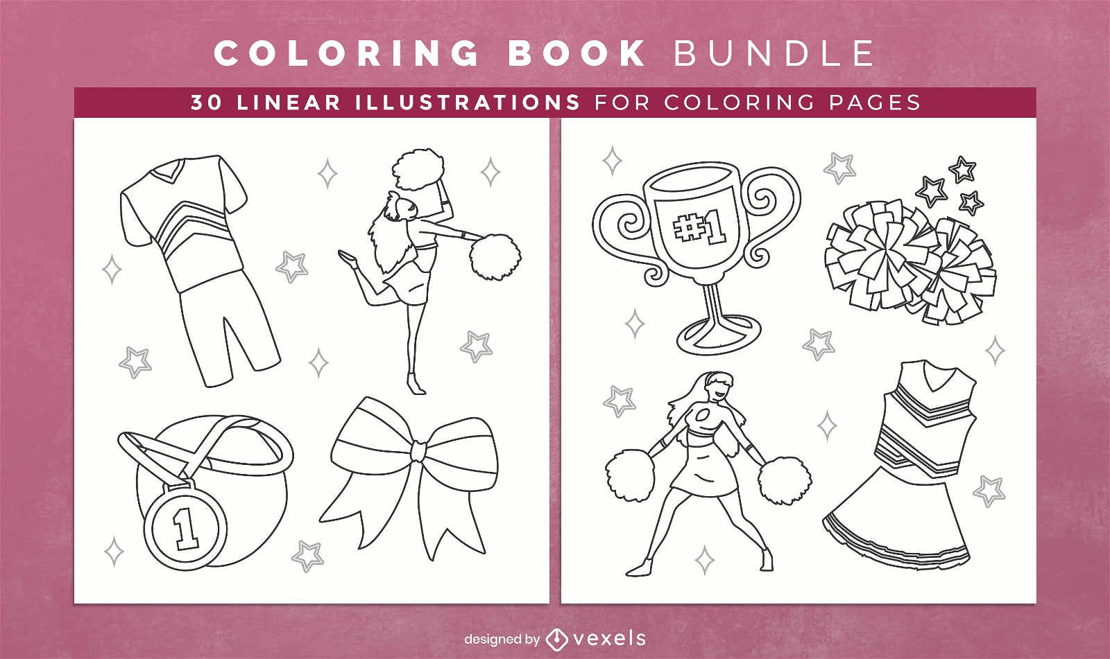 Cheerleader coloring book interior design