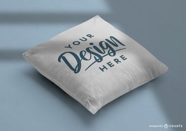 Square throw pillow on solid background mockup