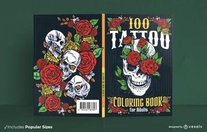 Tattoo adult coloring book cover design