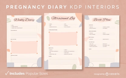 Plantilla de diario de embarazo Diseño de interiores KDP