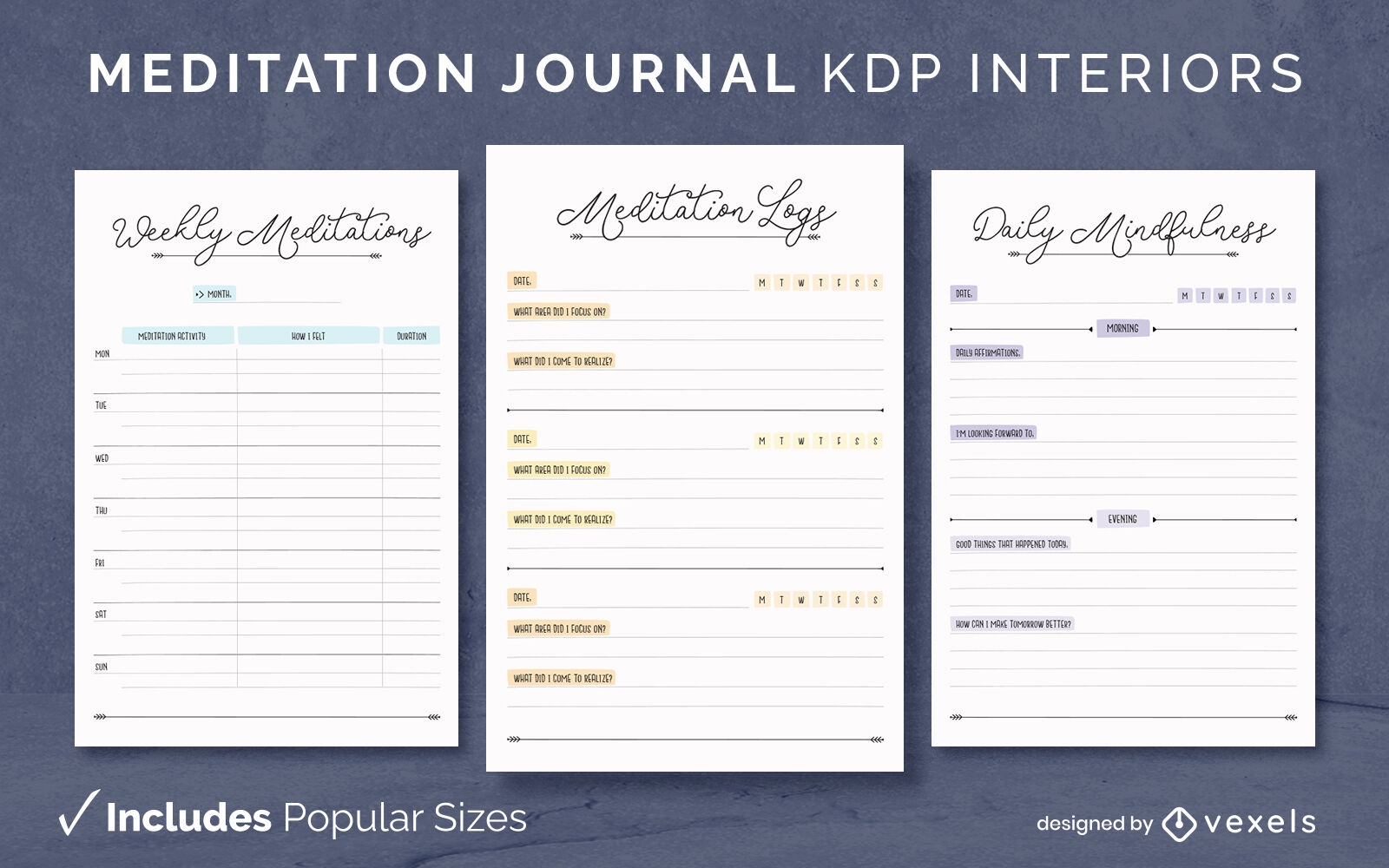 Boho meditation journal diary template KDP interior design