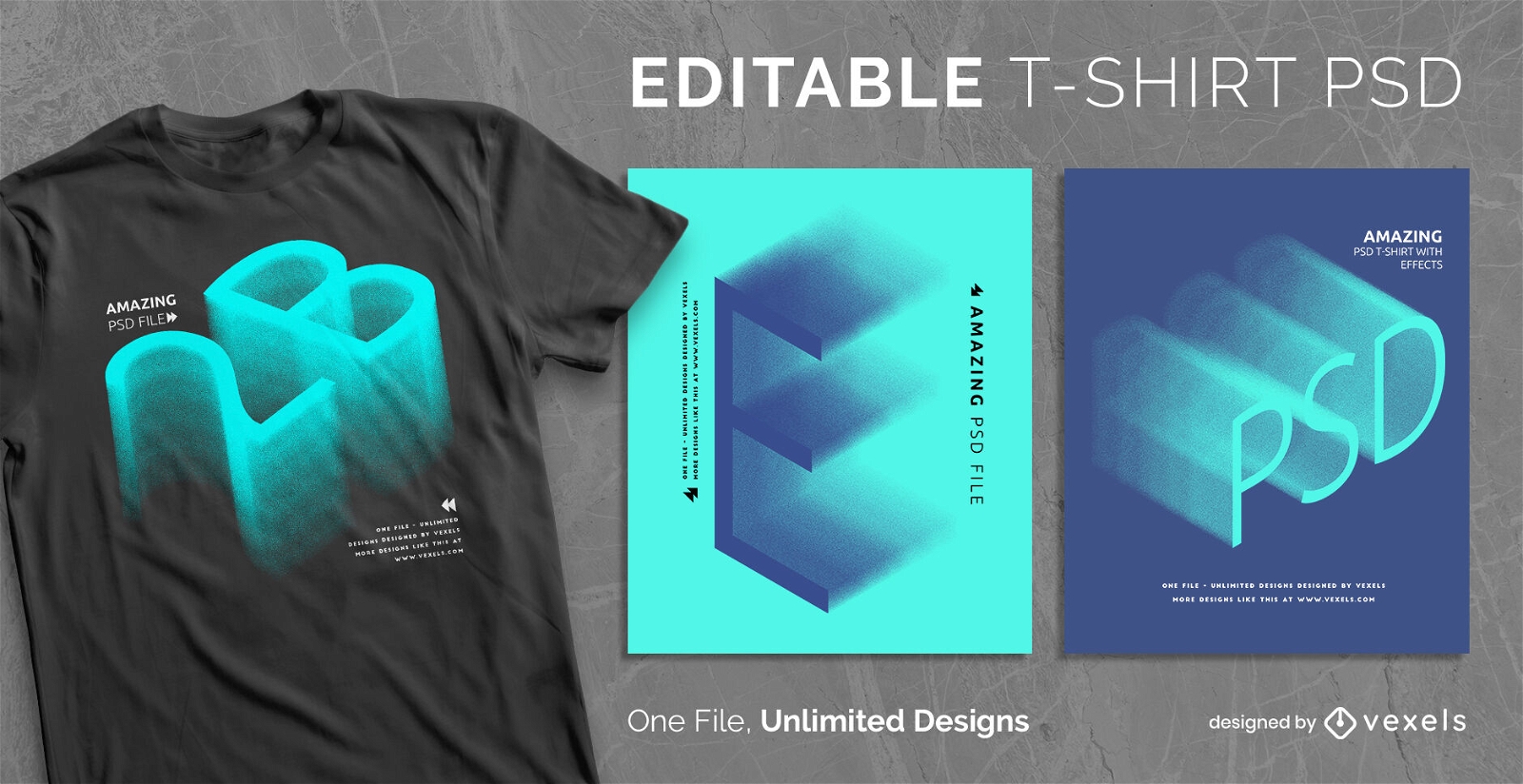 3D fade out scalable text t-shirt psd