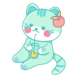 Design PNG E SVG De Kawaii Gato Plano Para Camisetas