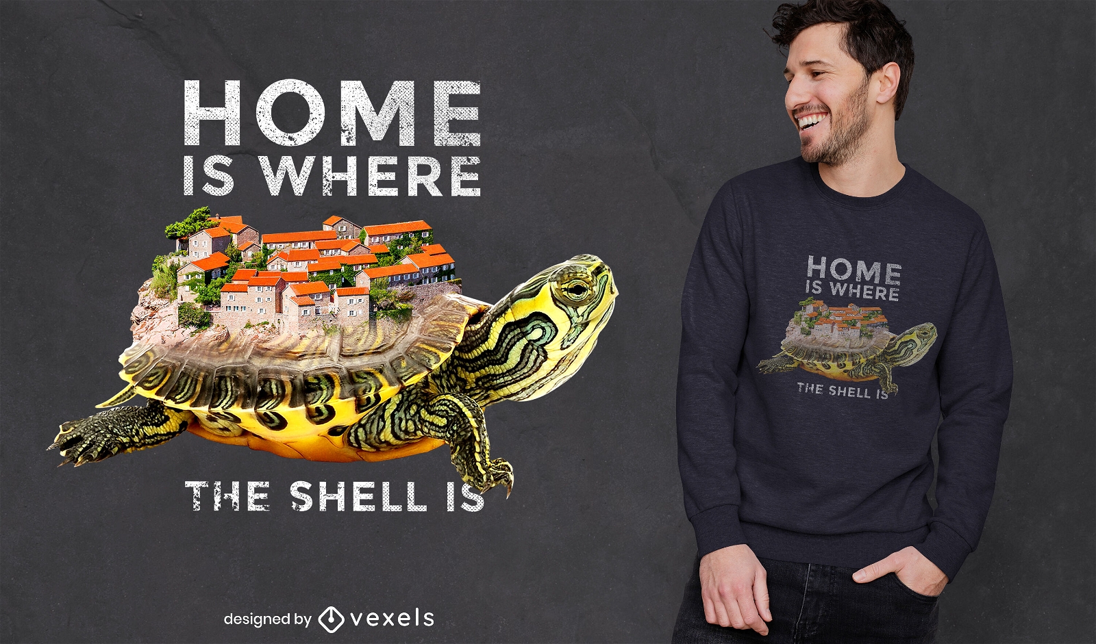 City on turtle shell animal camiseta psd