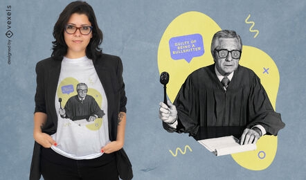 Old man judge with gavel t-shirt psd