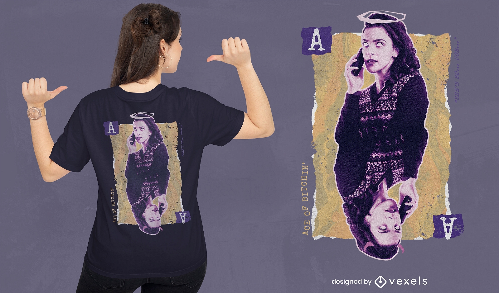 Angel and devil woman collage t-shirt psd