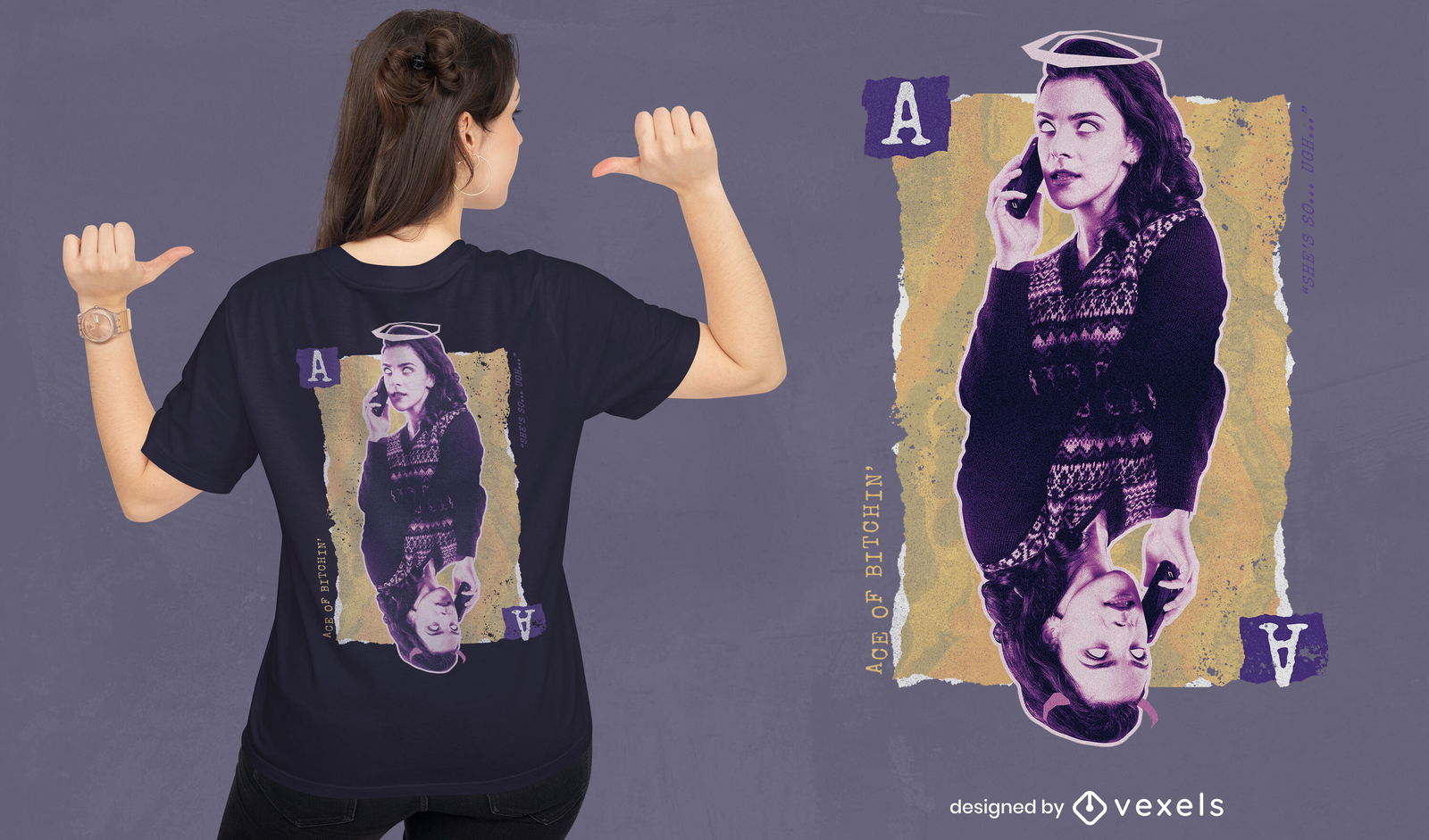 Camiseta collage mujer ángel y diablo psd