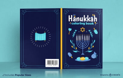 Diseño de portada de libro para colorear de Hanukkah