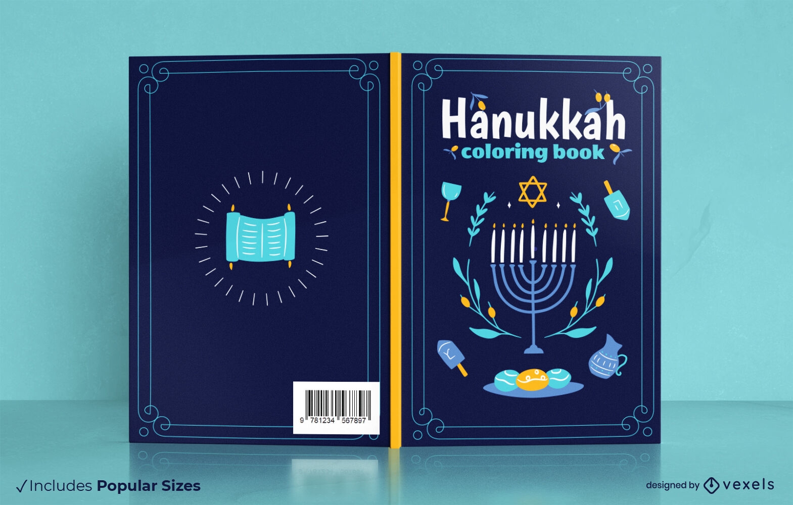 Desenho da capa do livro de colorir Hanukkah