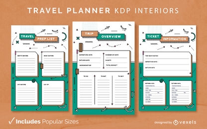 Plantilla de diseño de diario de planificador de viajes KDP