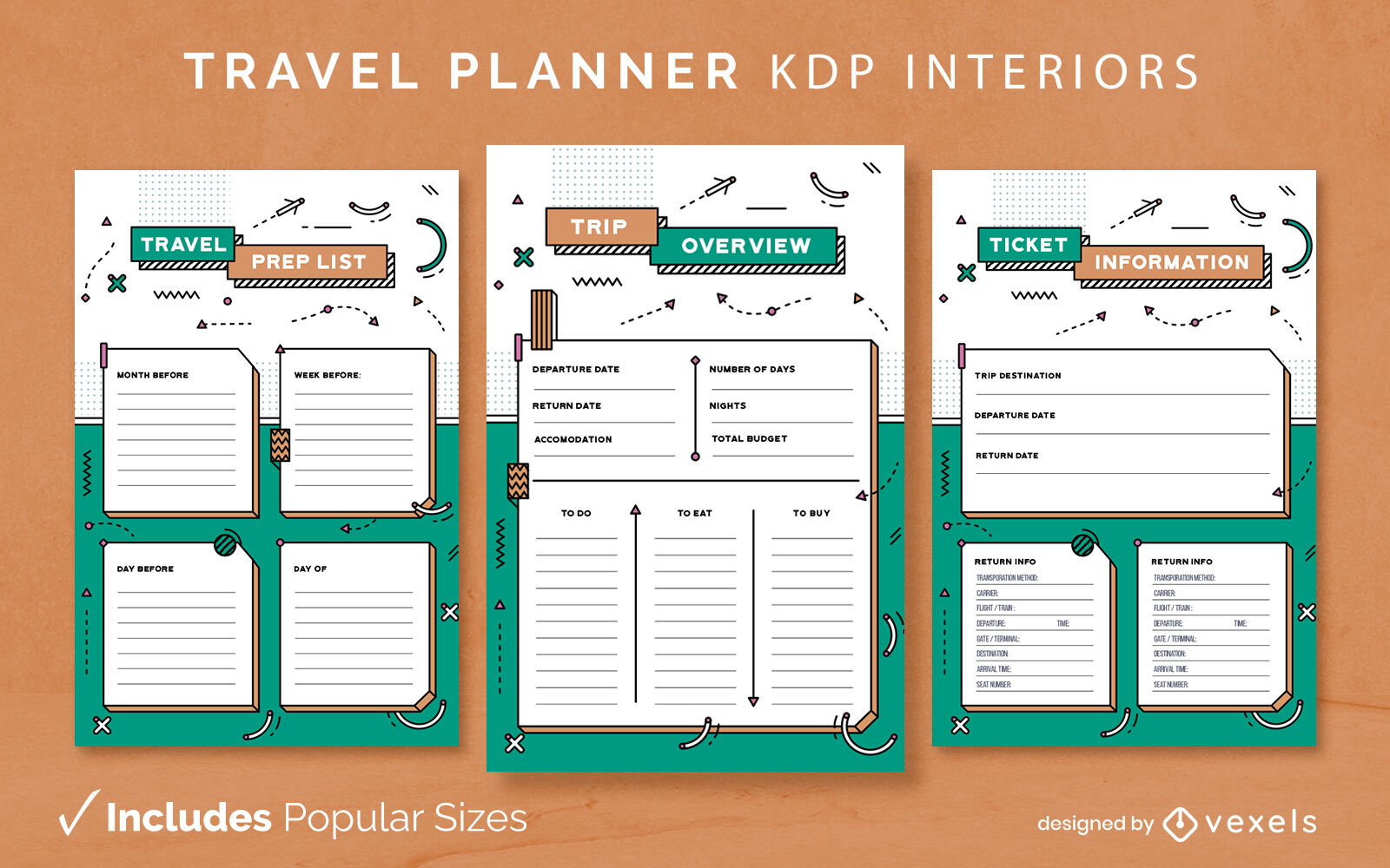 Designvorlage für das Reiseplaner-Journal KDP