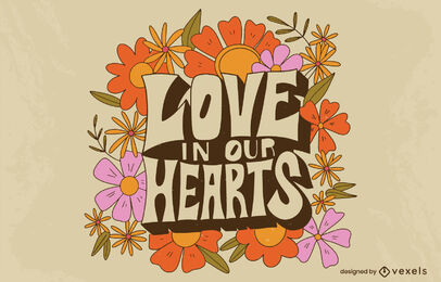 Valentines day floral lettering design