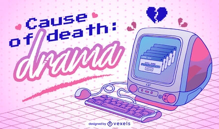 Retro computer anti valentines day illustration