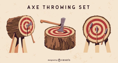 Axe throwing sport log targets set