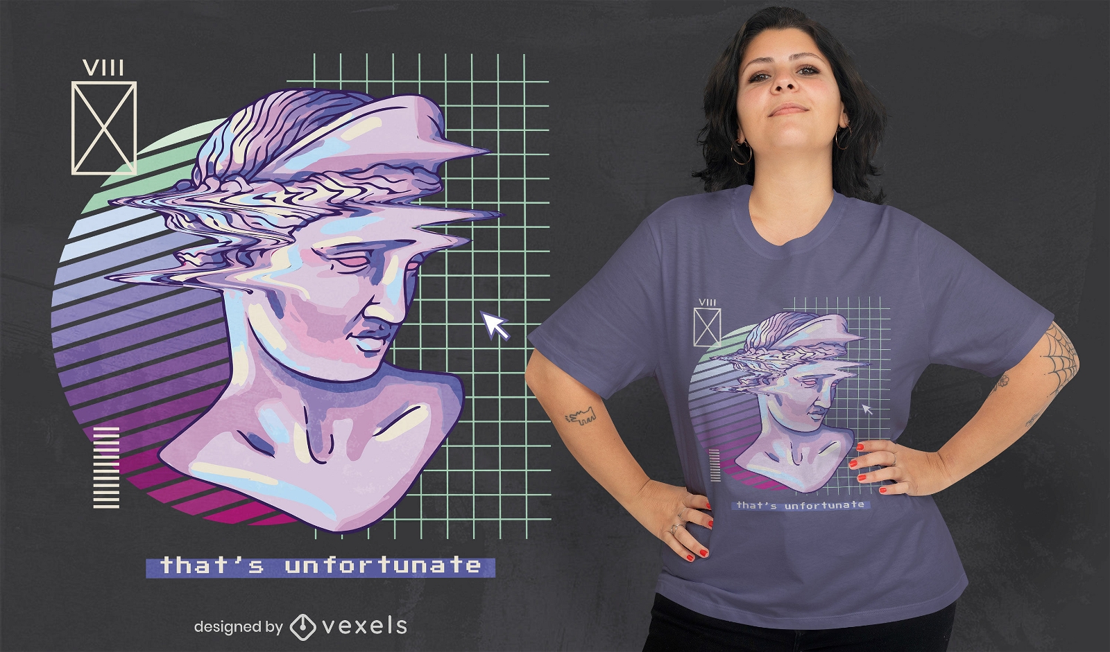 Design de camiseta com escultura Vaporwave