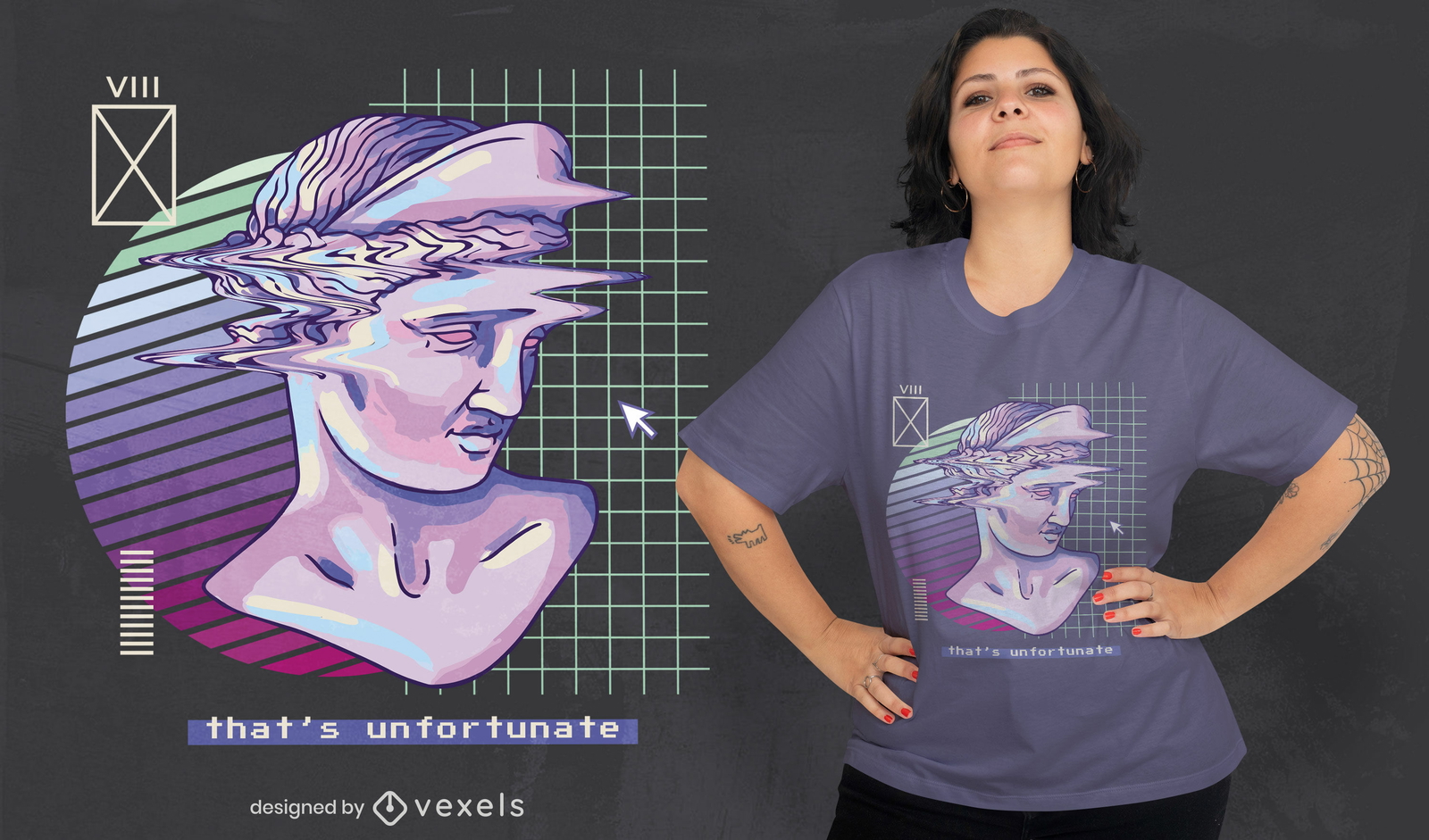 Diseño de camiseta de escultura de vaporwave.