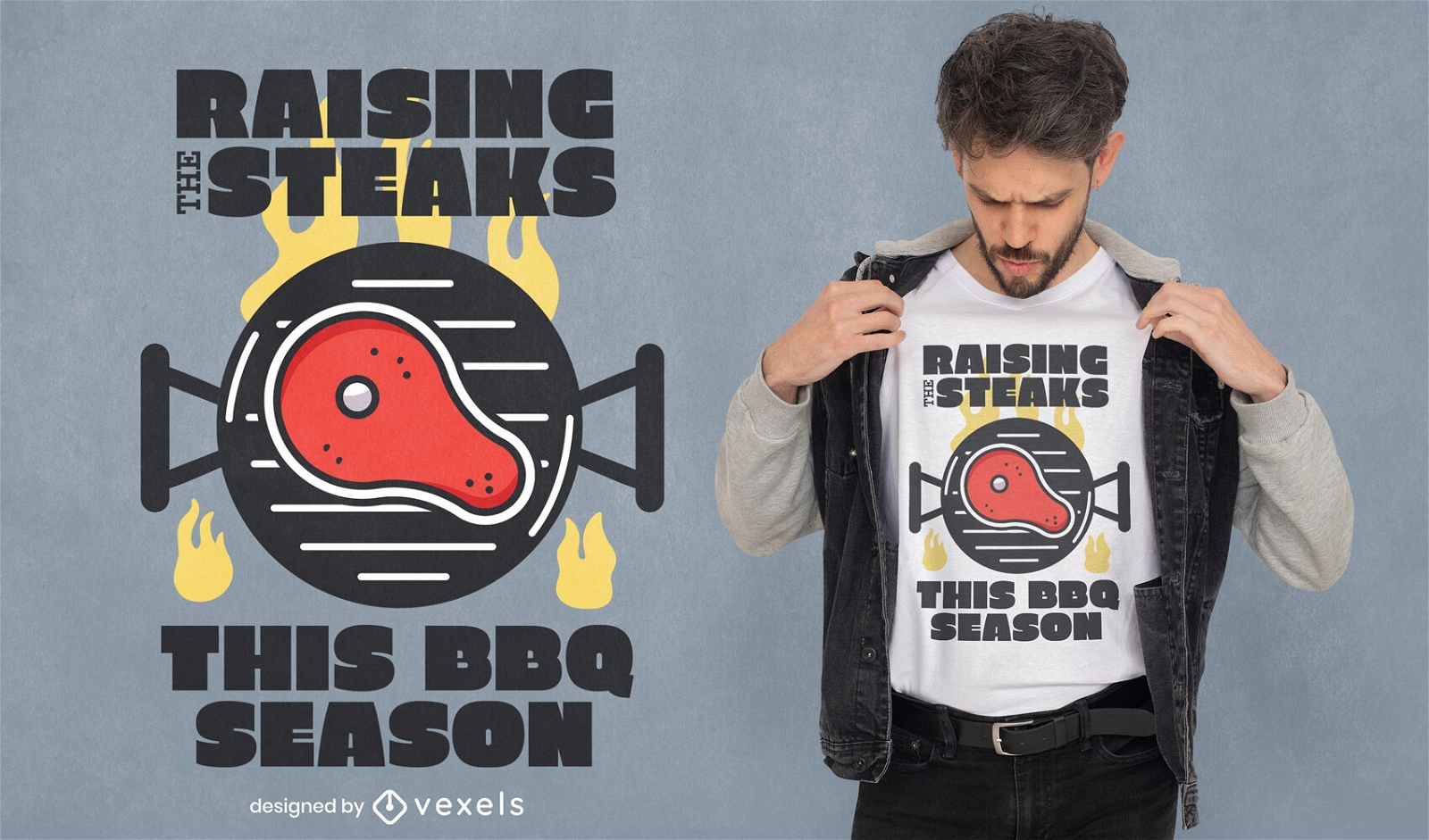 Raising the steaks BBQ diseño de camiseta