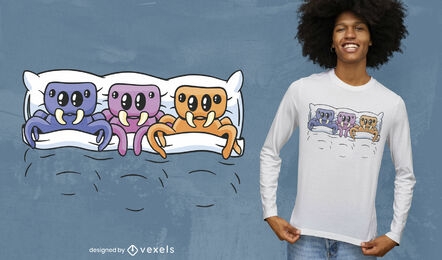 Cute sleepy spiders t-shirt design
