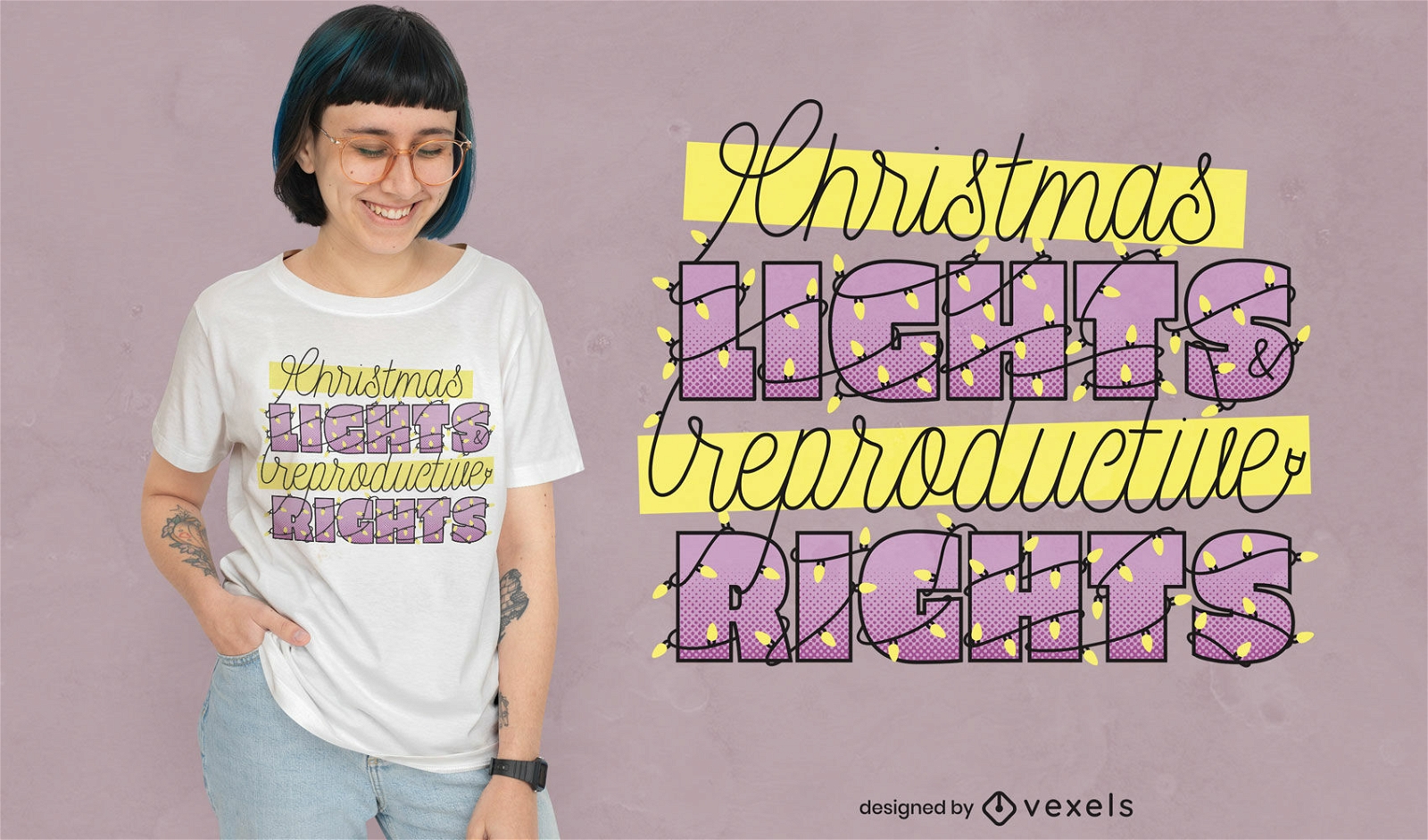 Diseño de camiseta navideña de derechos reproductivos.
