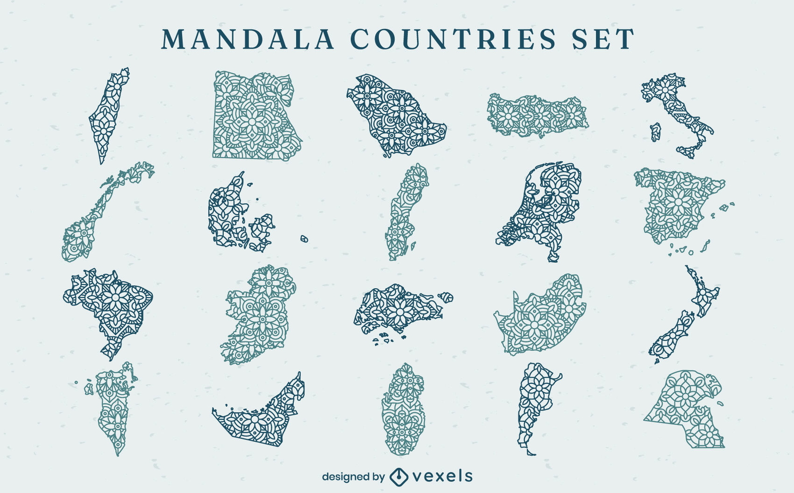 Weltländerkarte formt Mandala-Set