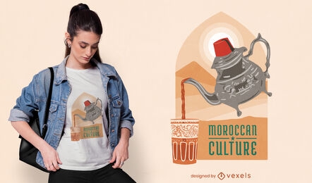 Diseño de camiseta de bebida de tetera marroquí.