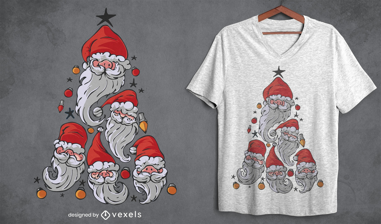 Diseño de camiseta de árbol de Navidad de gnomos.