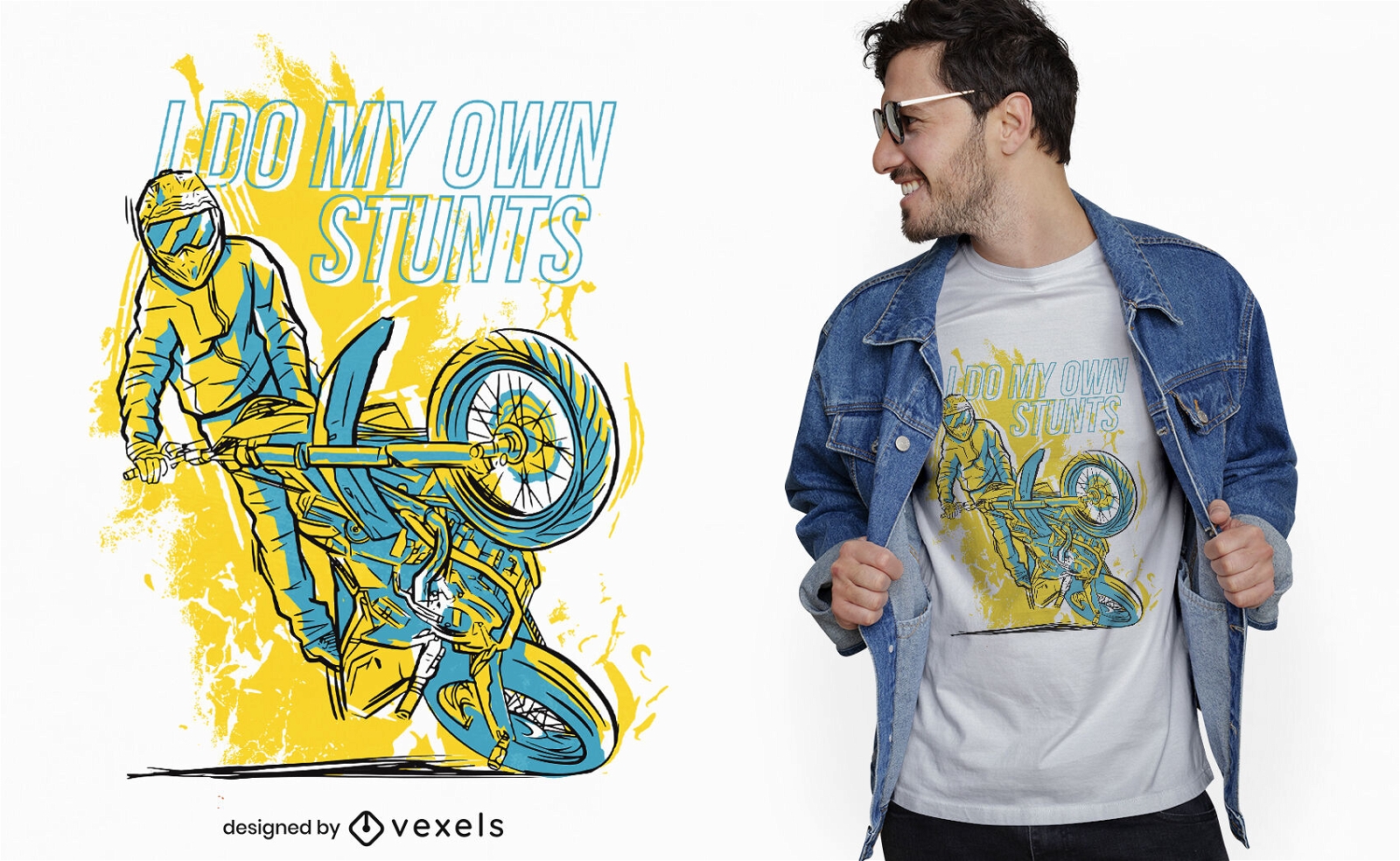 Crie minhas próprias acrobacias para o design de camisetas de motocicleta