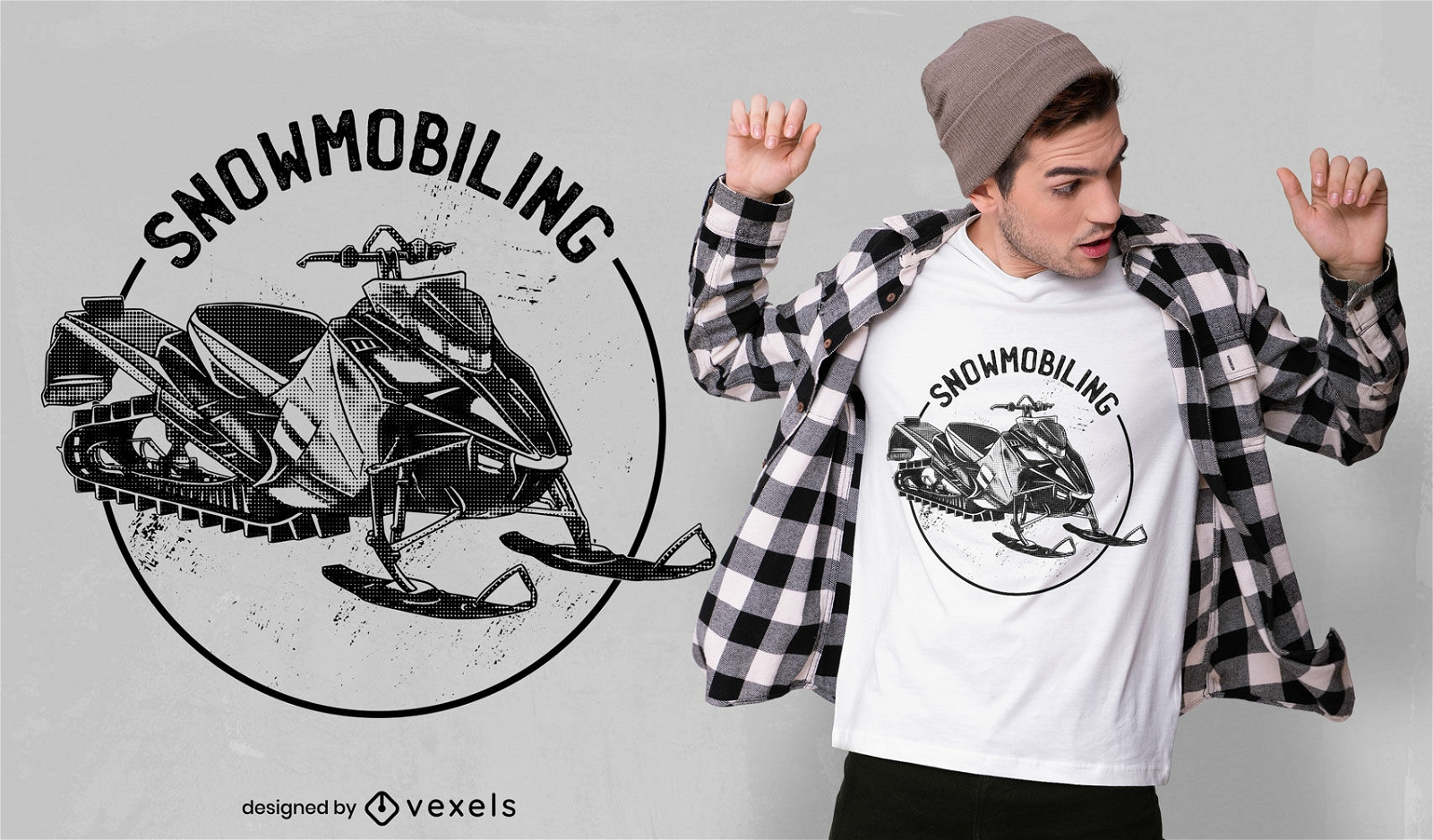 Design de camiseta para motos de neve