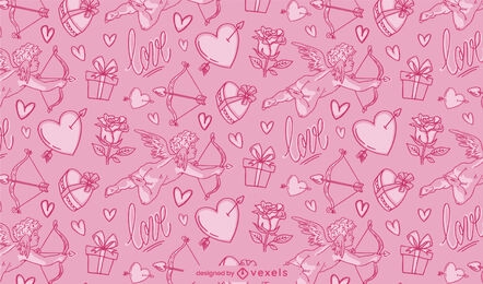 Valentines day cupid and hearts pattern design