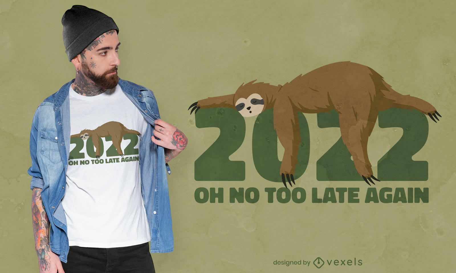 Funny New Year sloth t-shirt design