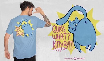 Desenho de t-shirt com citação engraçada de gato de desenho animado