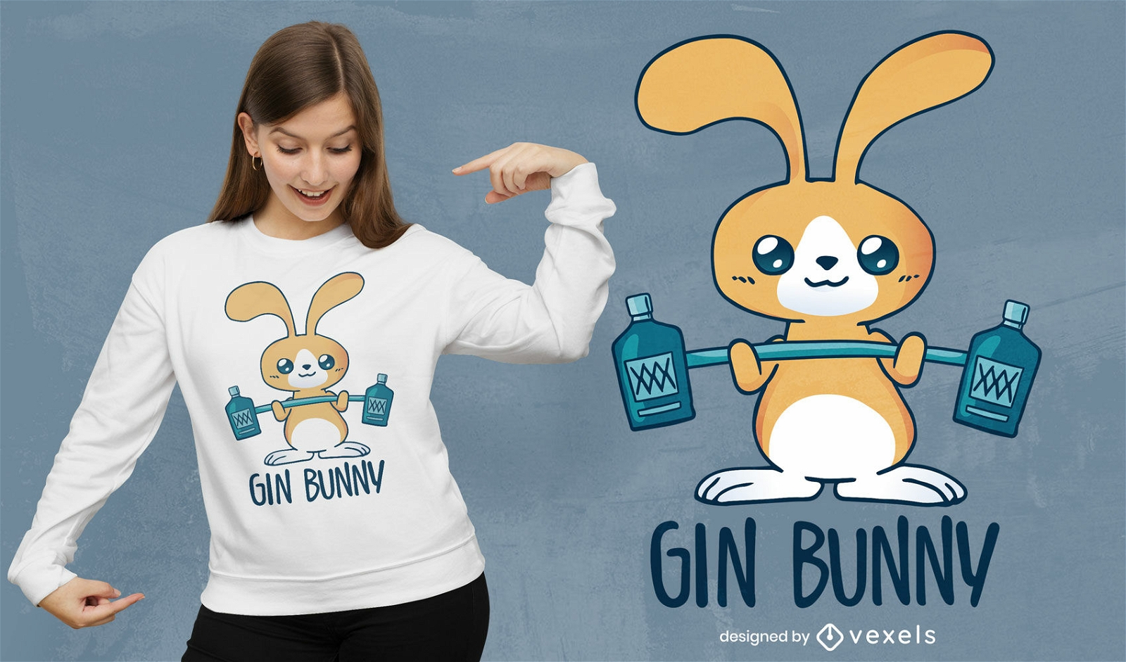 Design de t-shirt de coelho Gin