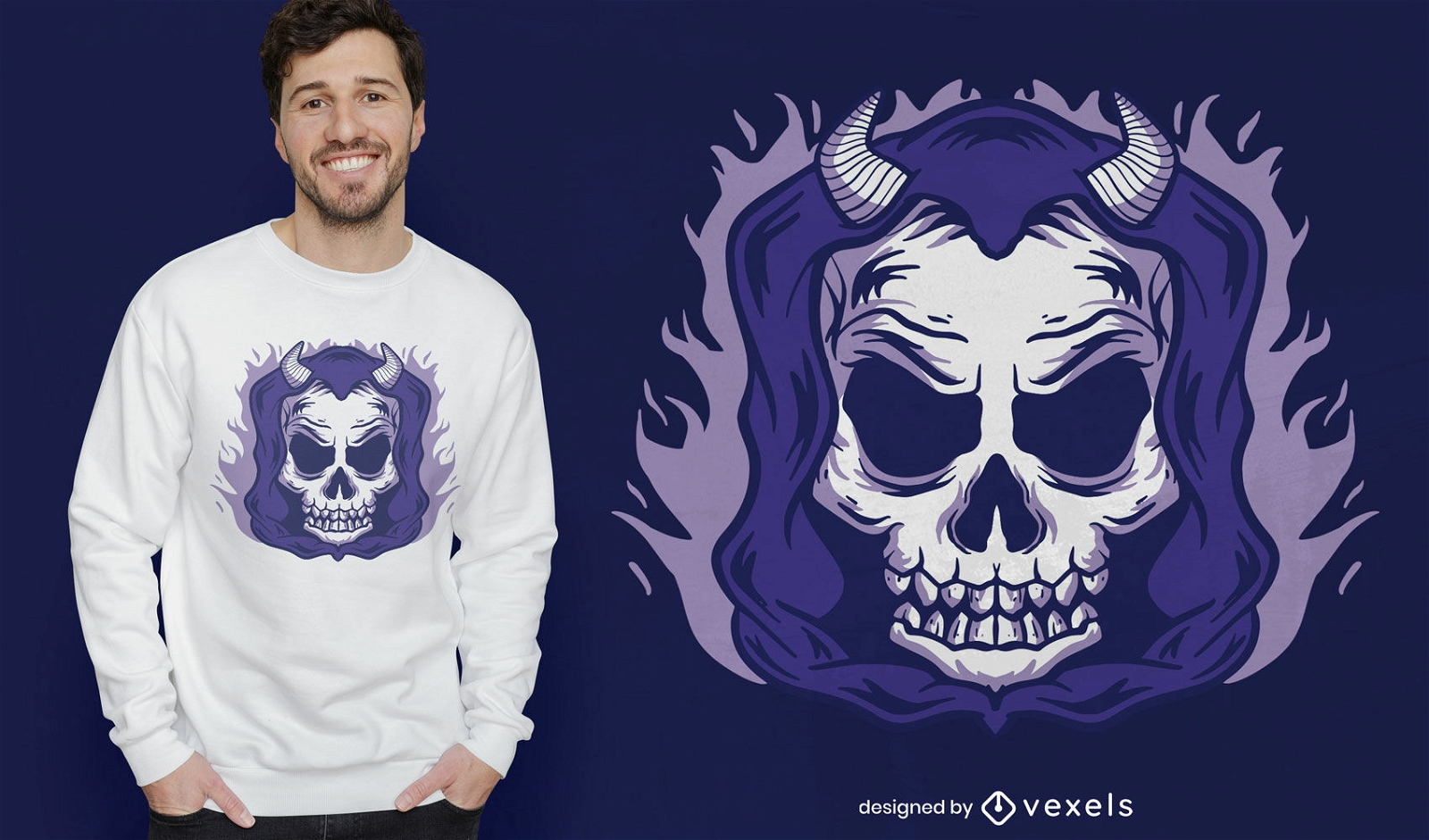 Death skull with horns t-shirt design