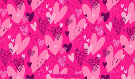 Diseño de patrón de corazones de vacaciones de día de San Valentín