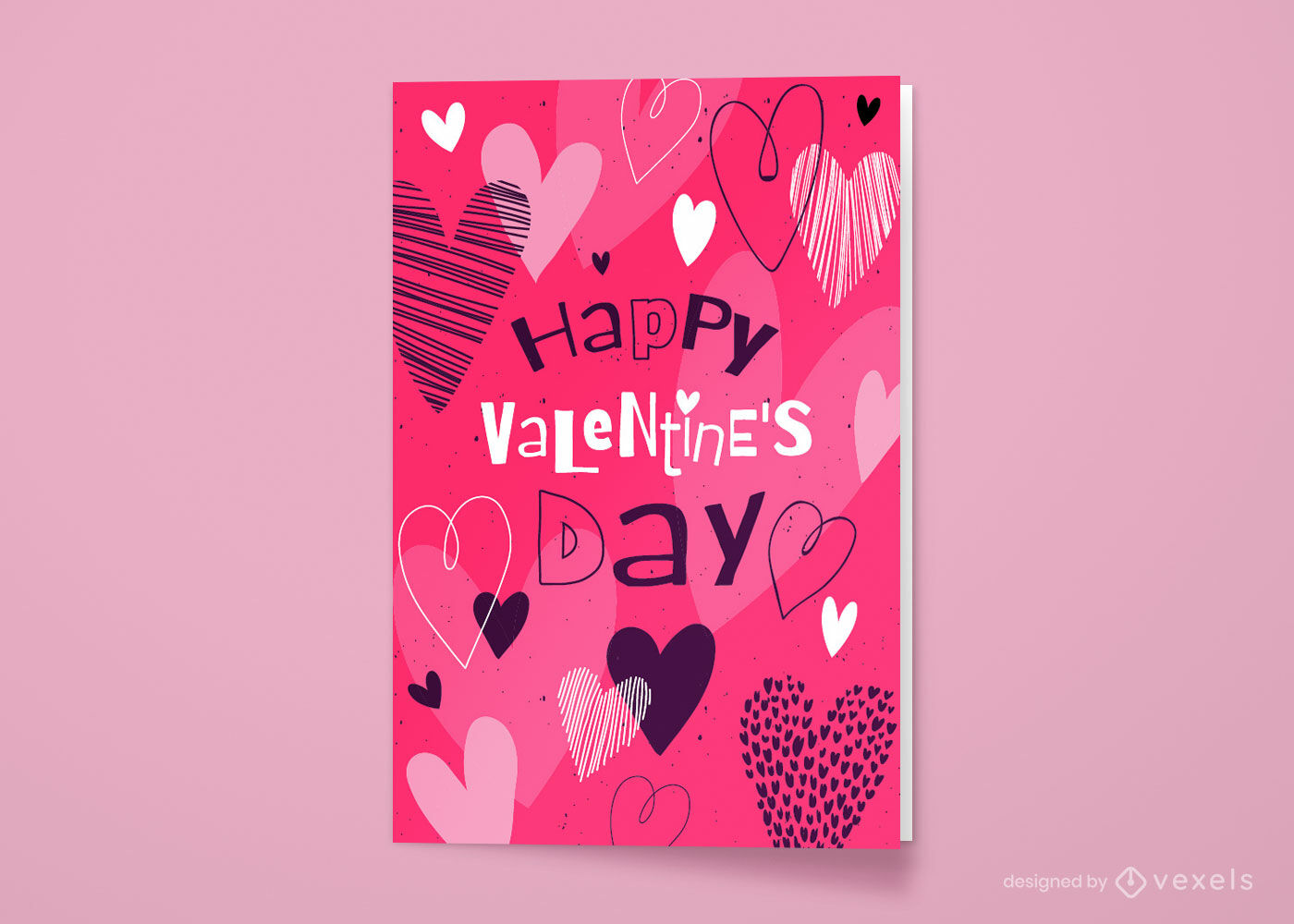 Tarjeta de felicitación de corazones feliz día de san valentín